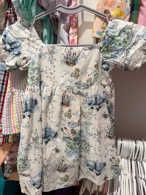 Janie and Jack White Peter Pan Print Puff Sleeve Dress
